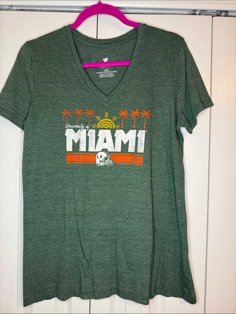 University of Miami Green V-Neck Tee